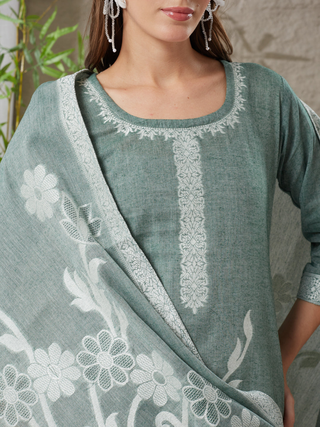 Very Appealing Handloom Cotton Weaving Suit Set
