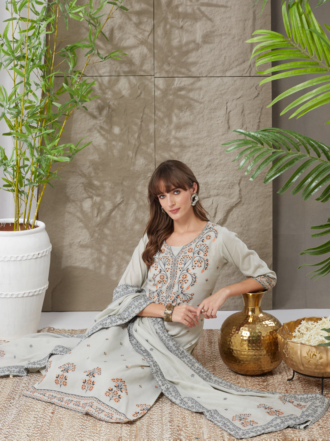 Very Engaging Handloom Cotton Weaving Suit Set
