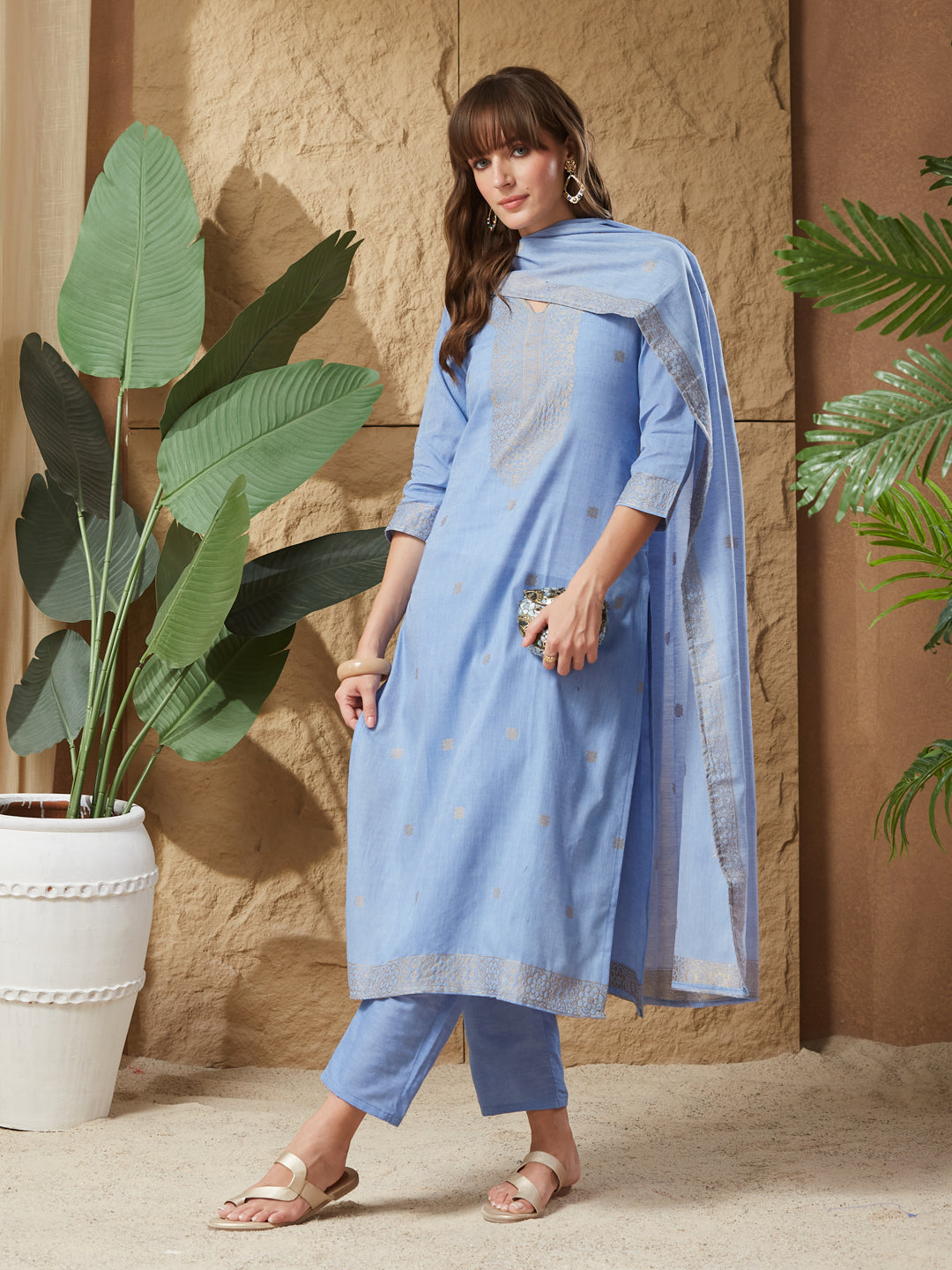 Vintage Handloom Cotton Weaving Suit Set