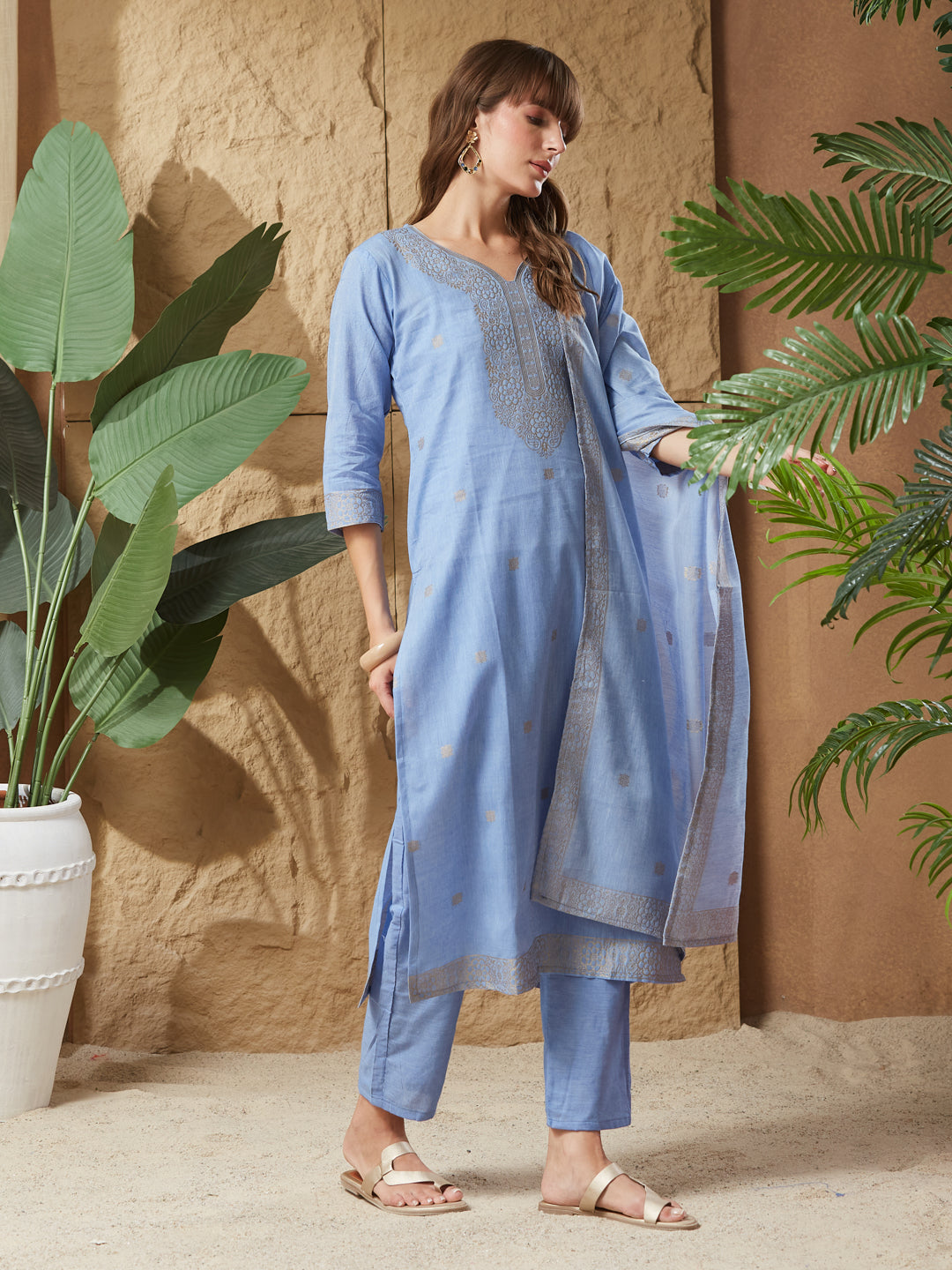 Vintage Handloom Cotton Weaving Suit Set