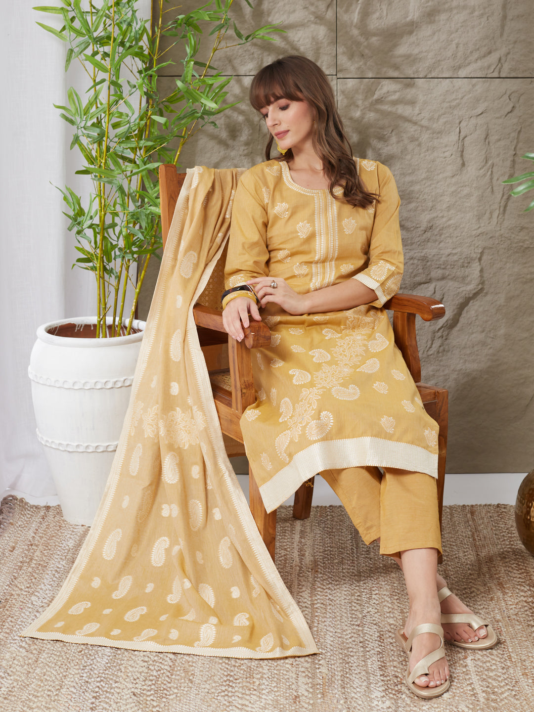 Very Heavenly Handloom Cotton Weaving Suit Set