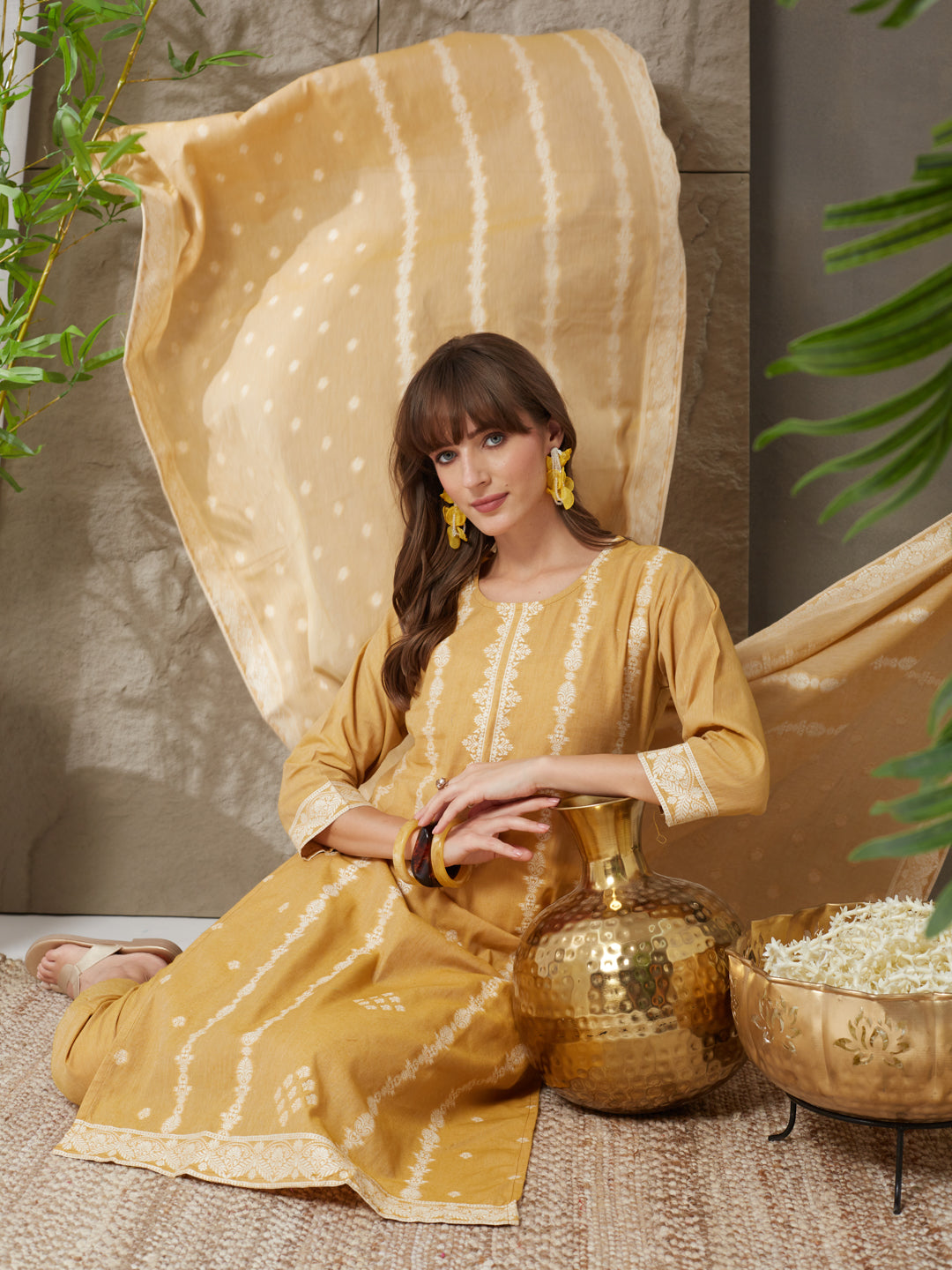 Very Stunning Handloom Cotton Weaving Suit Set