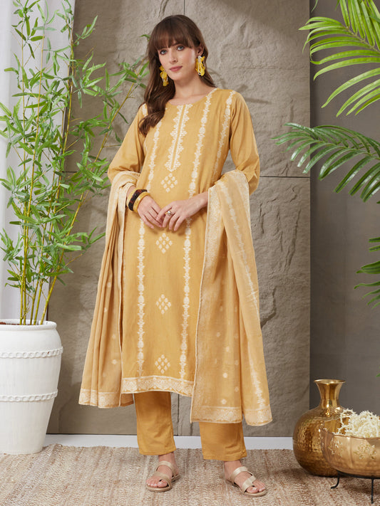 Very Stunning Handloom Cotton Weaving Suit Set