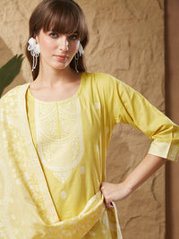 Summer Lemon Handloom Cotton Weaving Suit Set