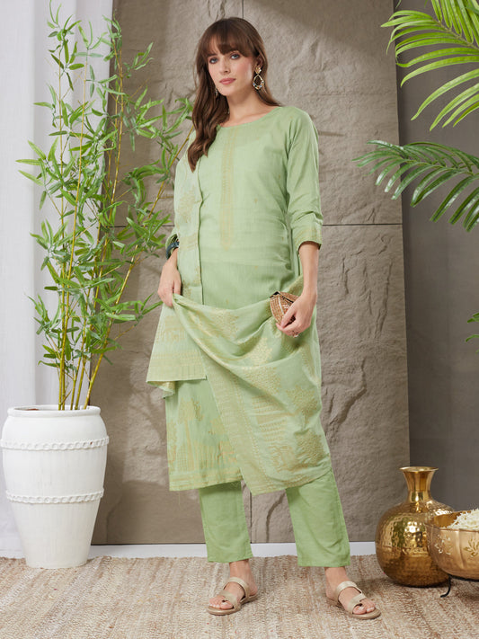 Aesthetic Handloom Cotton Weaving Suit Set