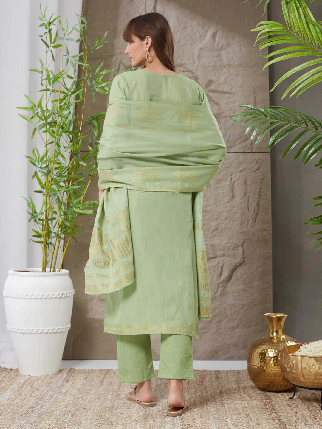 Aesthetic Handloom Cotton Weaving Suit Set