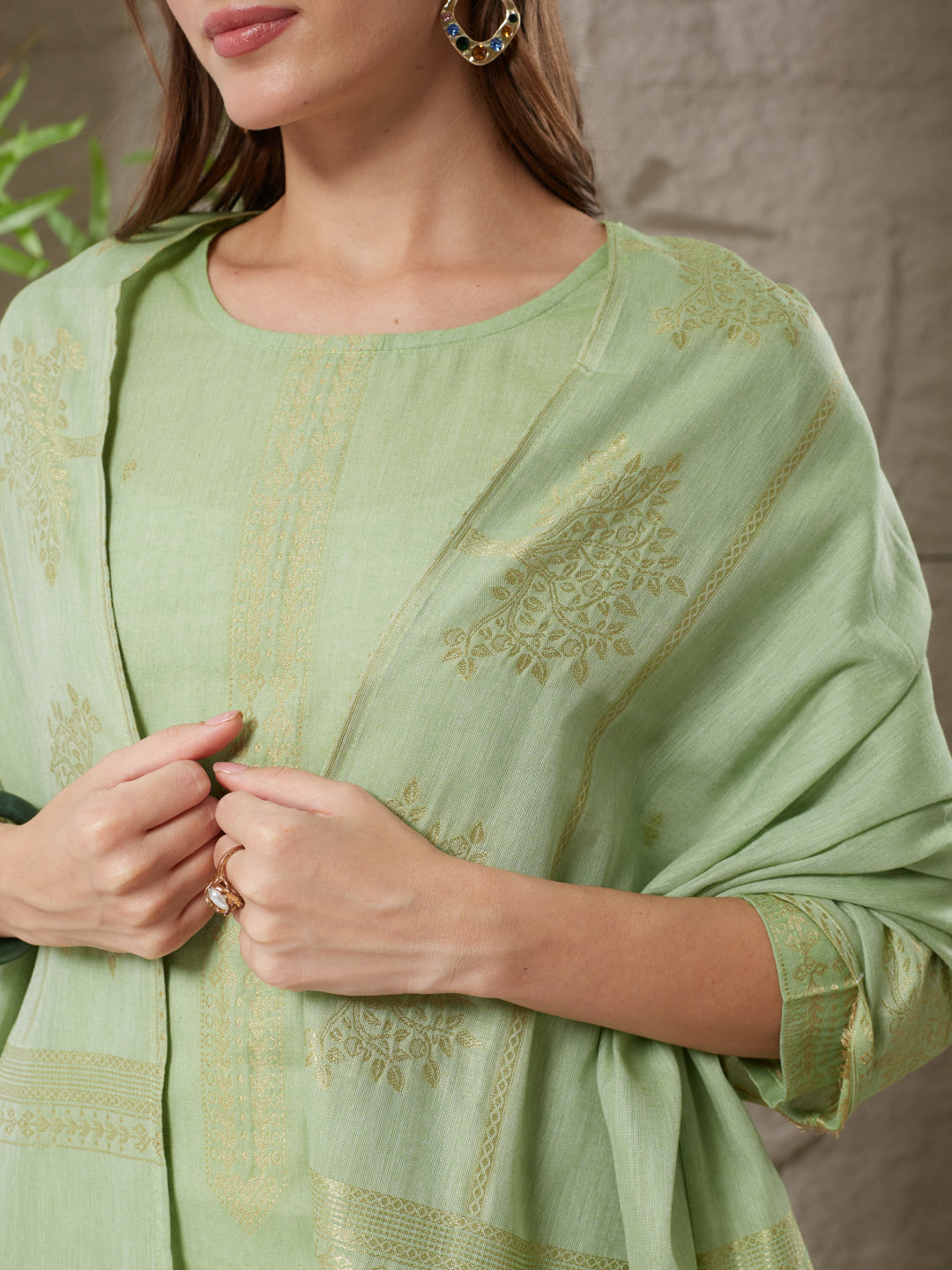 Aesthetic Handloom Cotton Weaving Suit Set