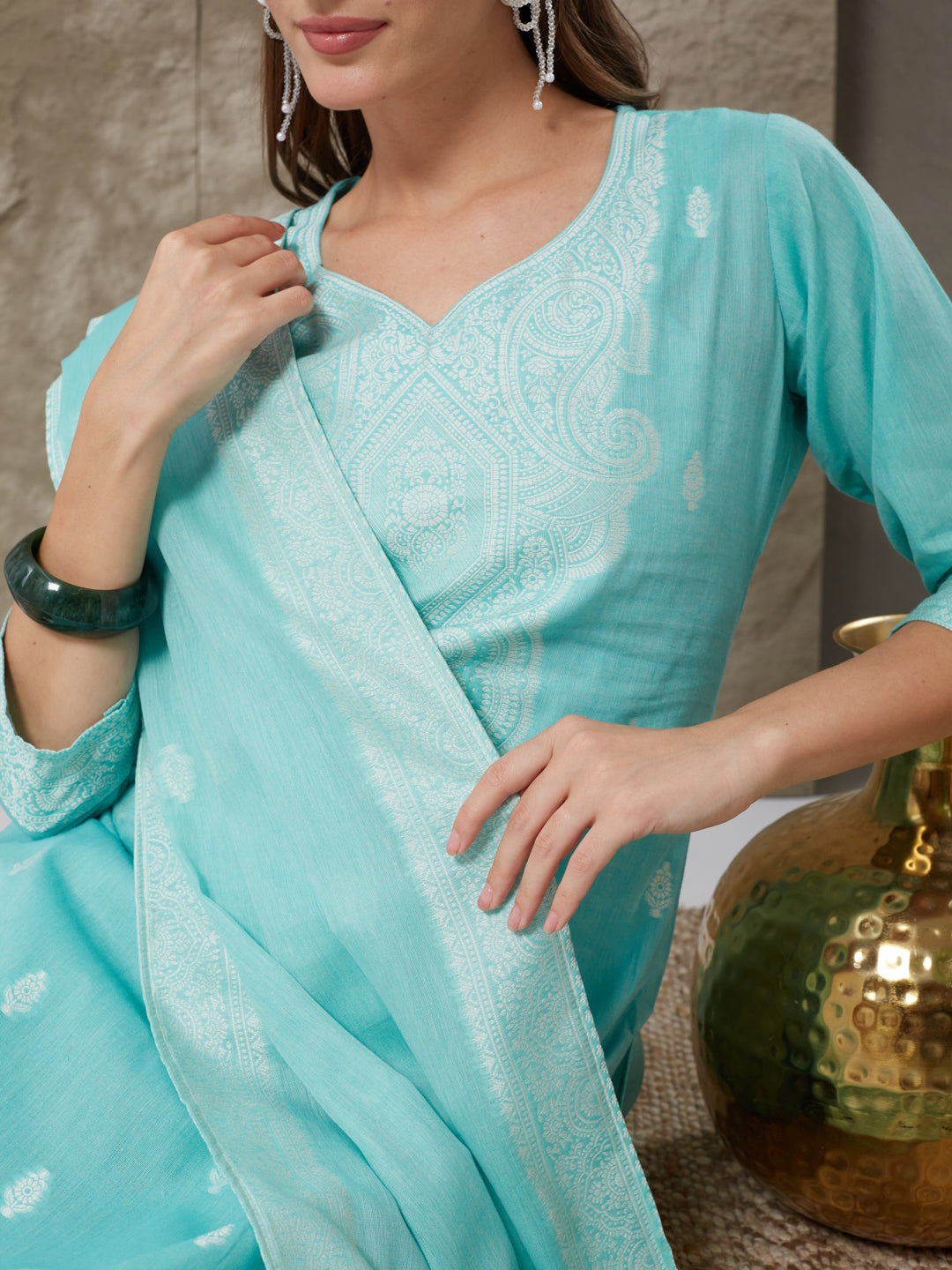 Very Pretty Handloom Cotton Weaving Suit Set