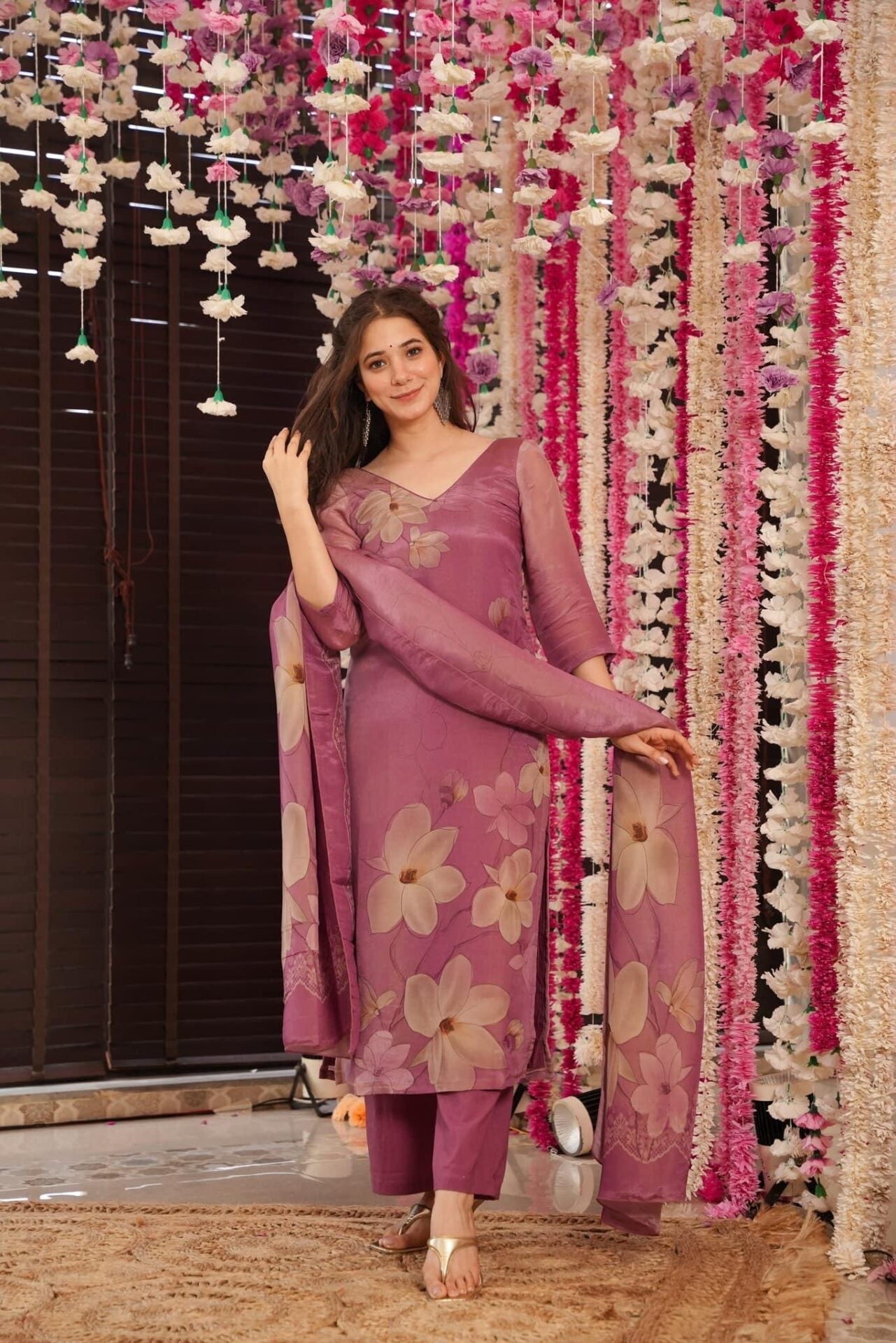 Wine Vastra Embroidered Silk Suit Set