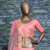 Blush Royale Embroidered Slub Silk Lehenga Set