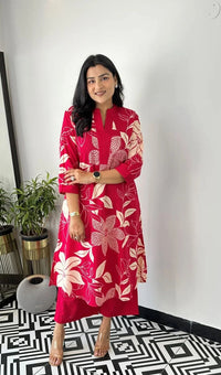 Pink Floral Georgette Kurta Palazzo Set