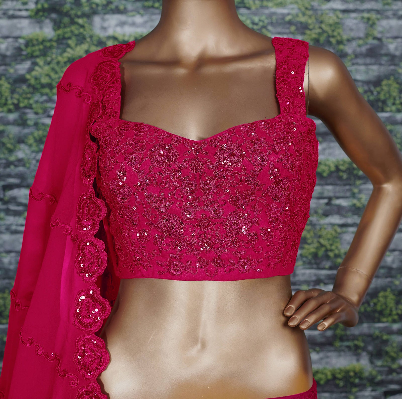 Rani Pink Sequin Embroidered Designer Lehenga Choli Set