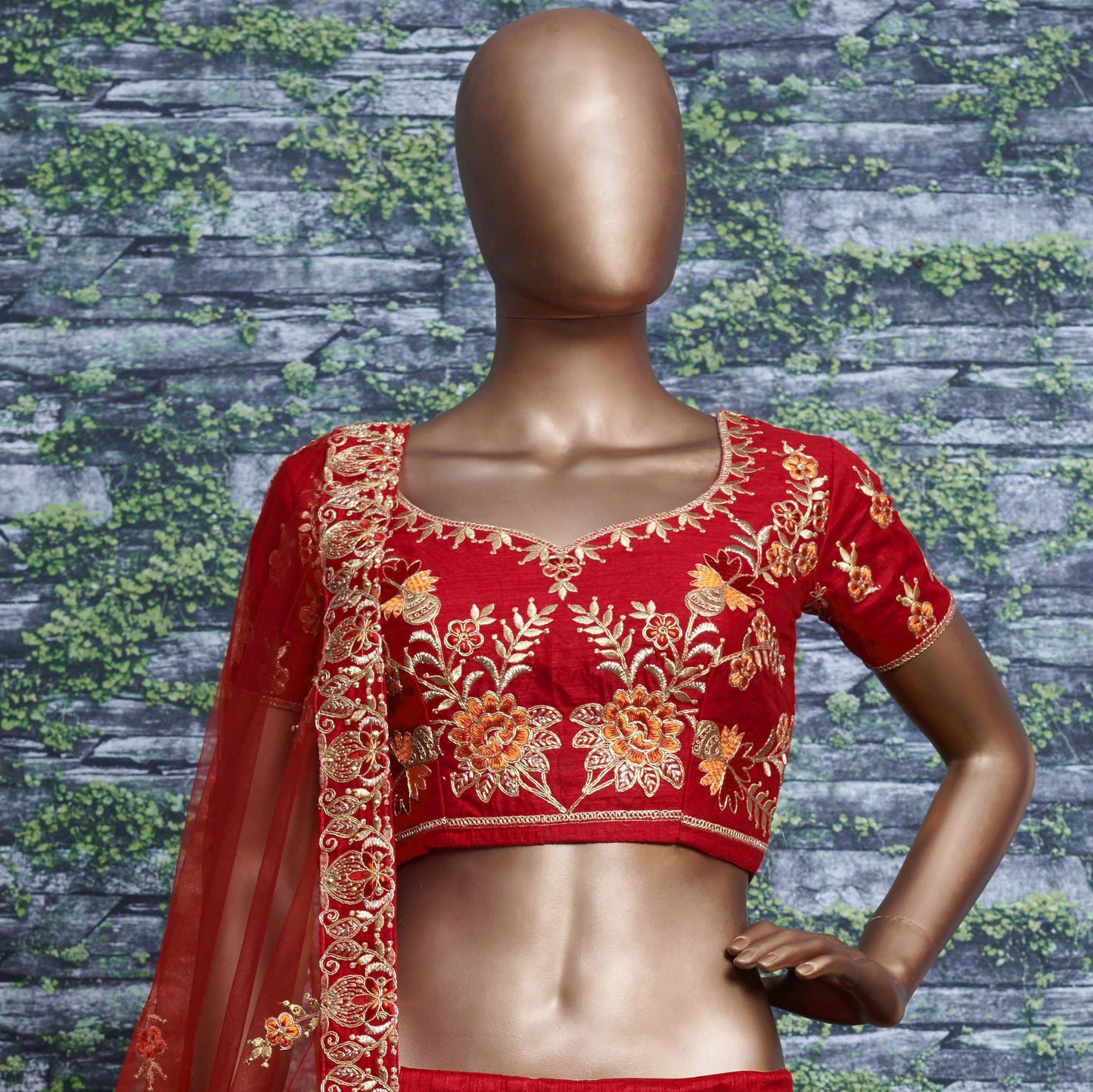 Crimson Royale Silk Embroidered Lehenga Choli Set