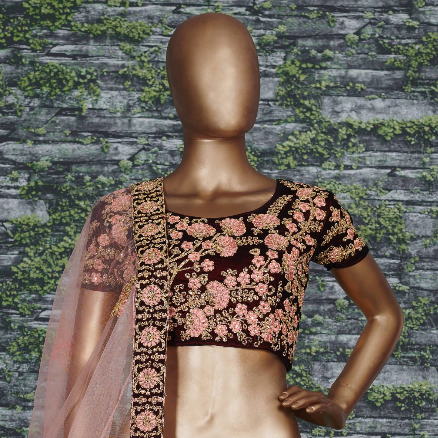 Royal Noir Floral Embroidered Designer Lehenga Set
