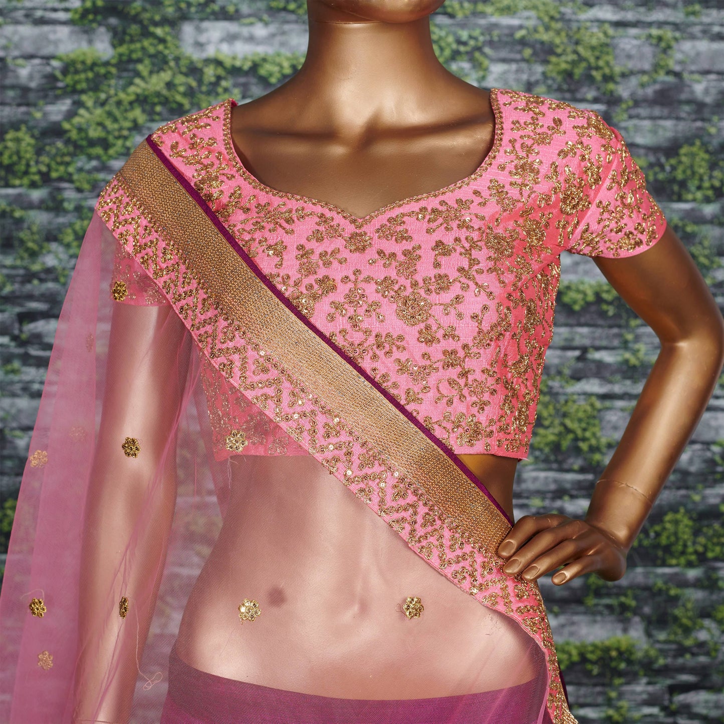 Purple Embroidered Silk Semi-Stitched Lehenga Choli Set