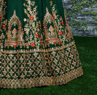 Emerald Grace Embroidered Taffeta Satin Silk Lehenga Set