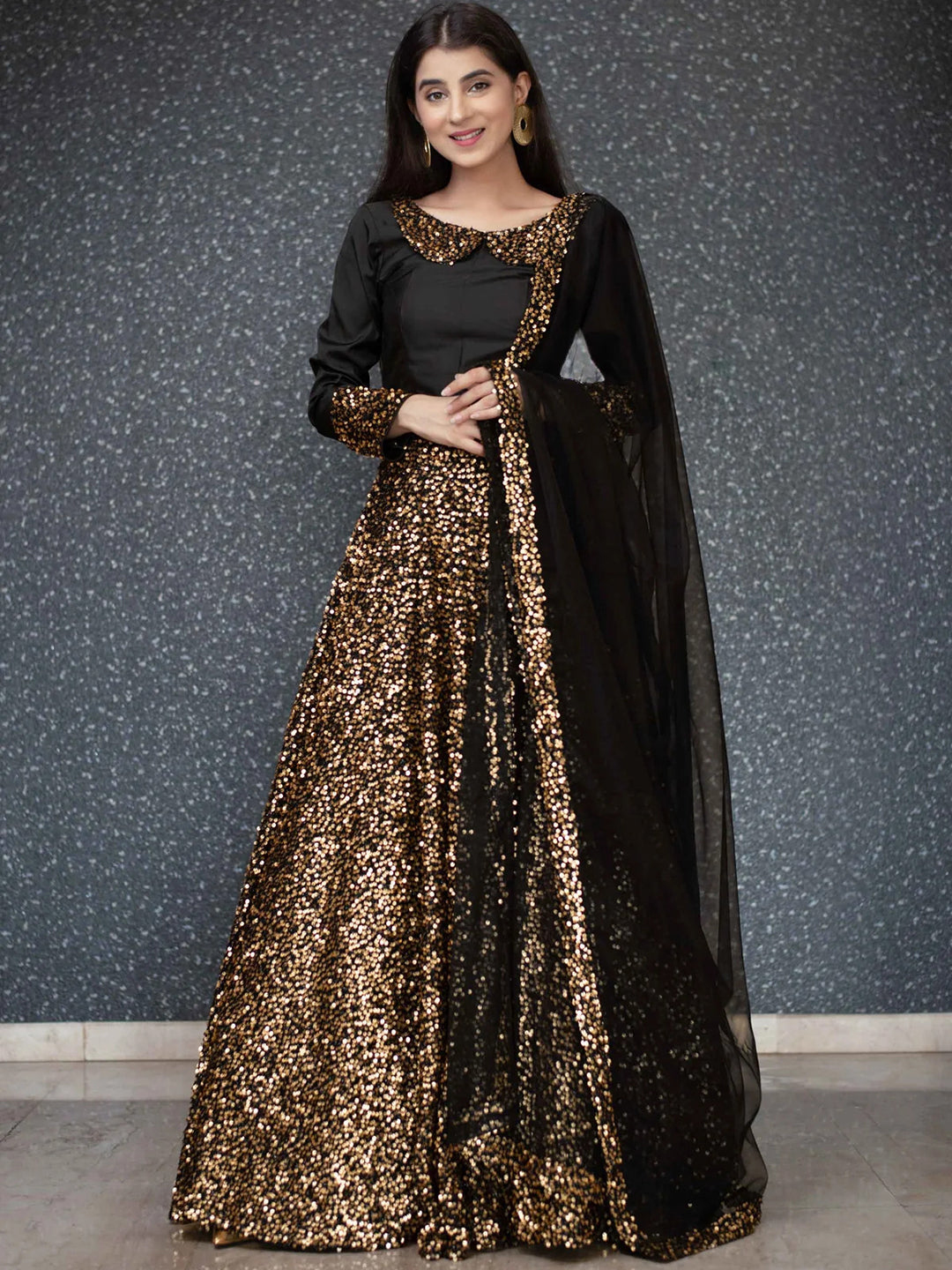 Black Sequin Party Wear Lehenga Choli Set