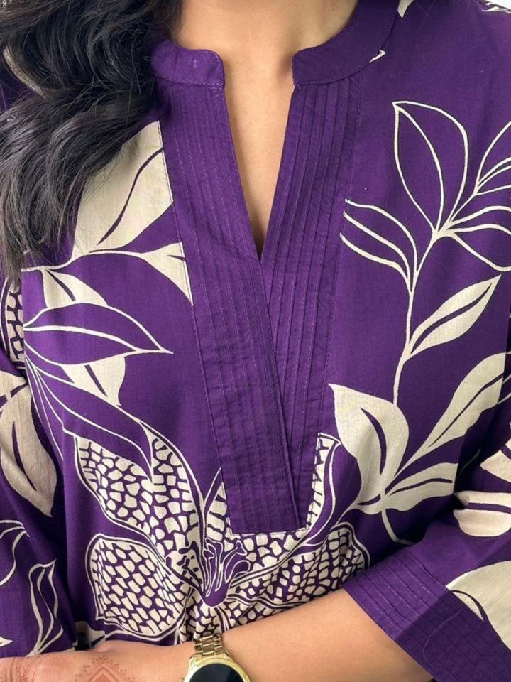 Purple Floral Georgette Kurta Palazzo Set