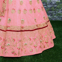Blush Royale Embroidered Slub Silk Lehenga Set