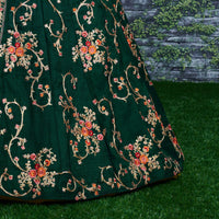 Emerald Blossom Taffeta Silk Lehenga Choli Set