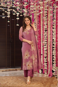 Wine Vastra Embroidered Silk Suit Set