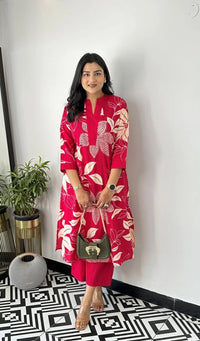 Pink Floral Georgette Kurta Palazzo Set