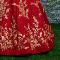 Crimson Royale Silk Embroidered Lehenga Choli Set