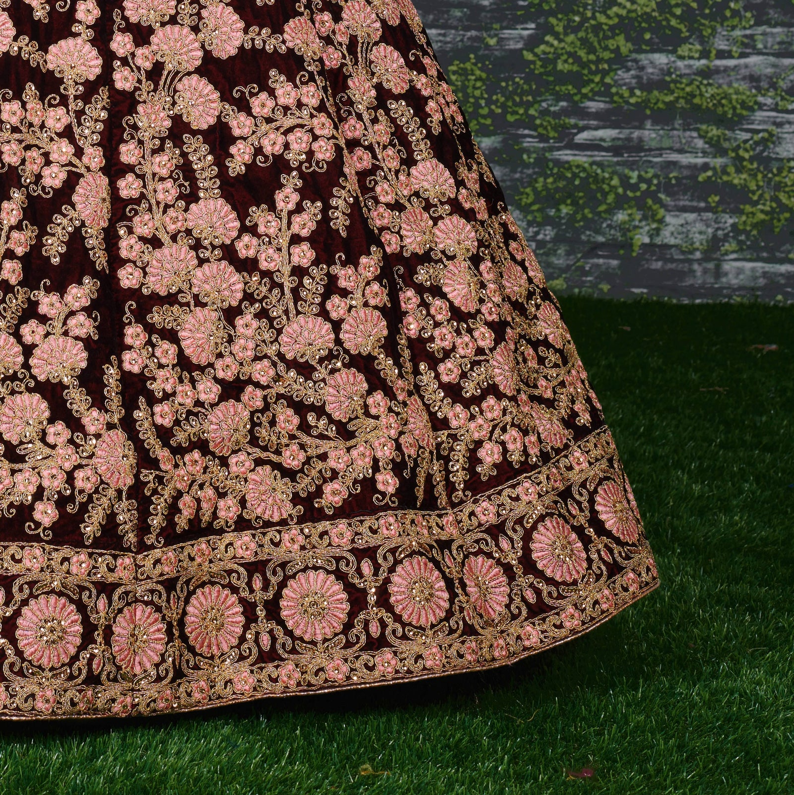 Royal Noir Floral Embroidered Designer Lehenga Set