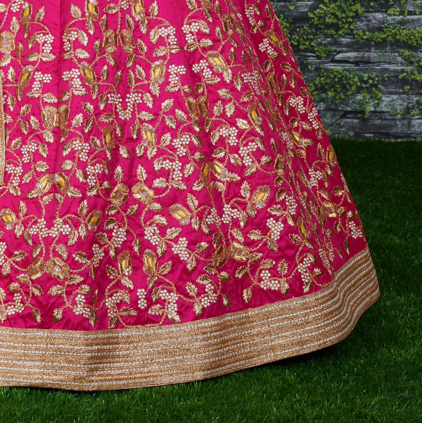 Pink Mulberry Silk Embroidered Semi-Stitched Lehenga Set