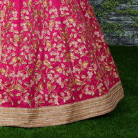 Pink Mulberry Silk Embroidered Semi-Stitched Lehenga Set