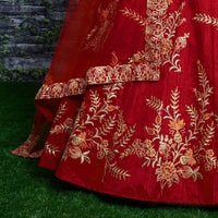 Crimson Royale Silk Embroidered Lehenga Choli Set