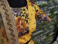 Yellow Fine Art Silk Pearl Embroidered Lehenga Set