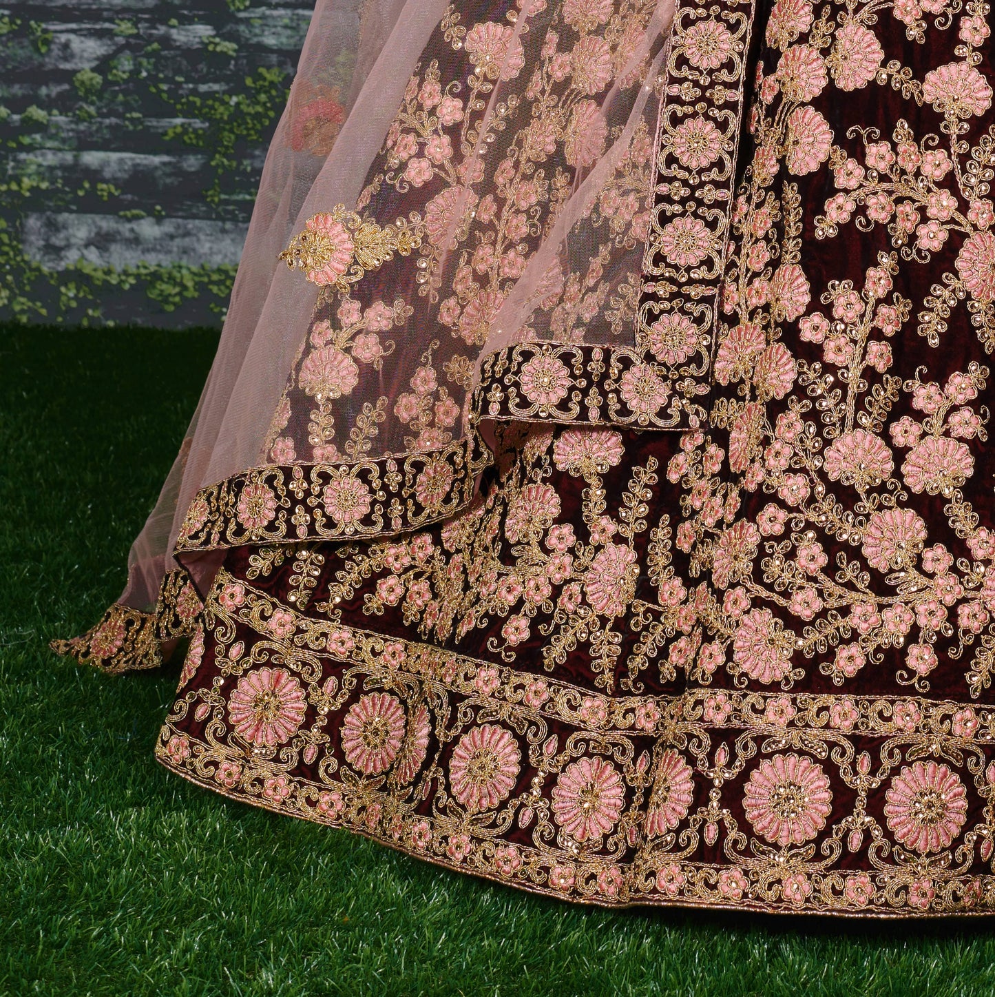 Royal Noir Floral Embroidered Designer Lehenga Set