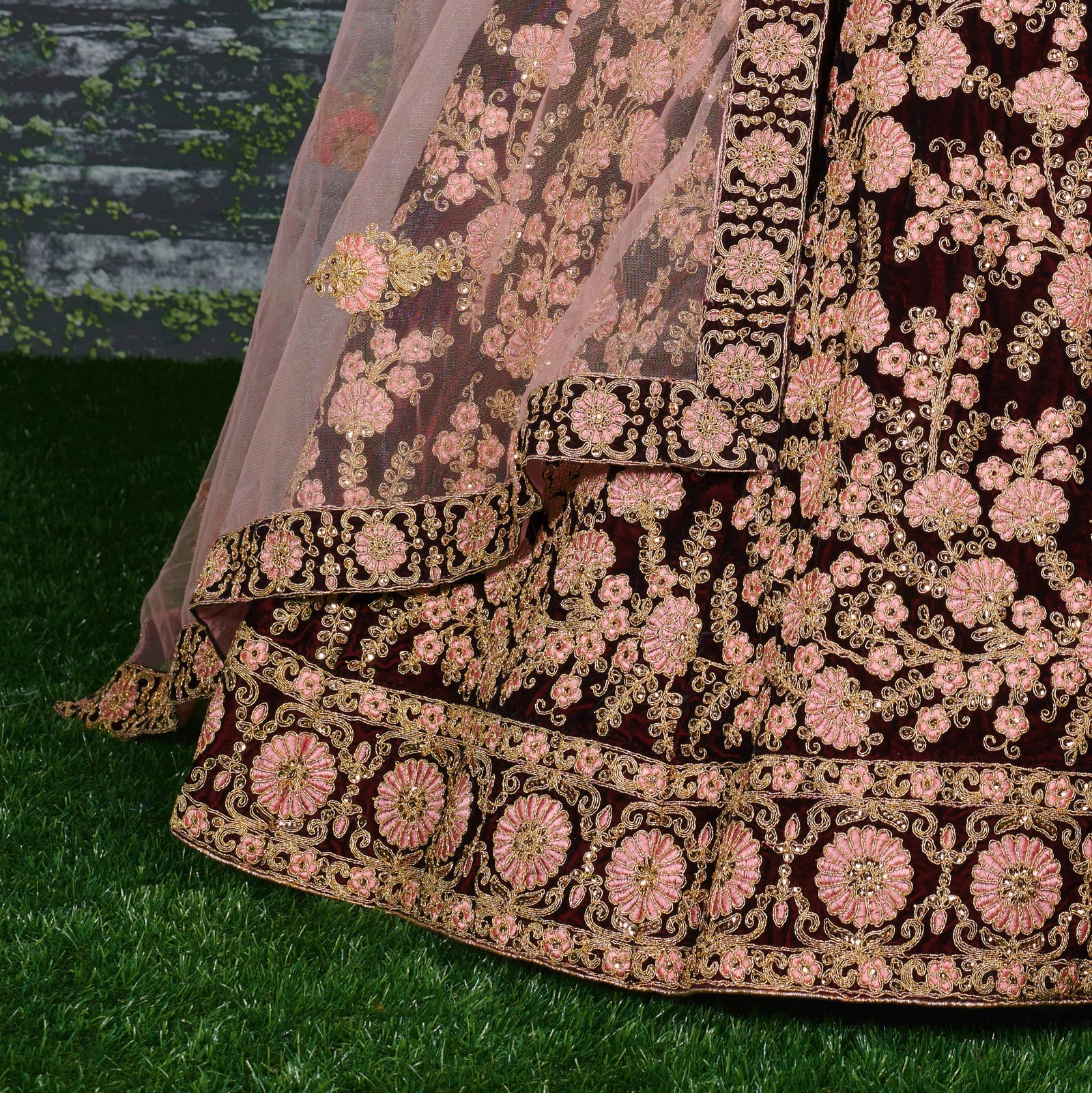 Royal Noir Floral Embroidered Designer Lehenga Set