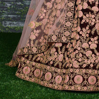 Royal Noir Floral Embroidered Designer Lehenga Set