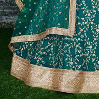 Teal Green Embroidered Designer Lehenga Choli Set