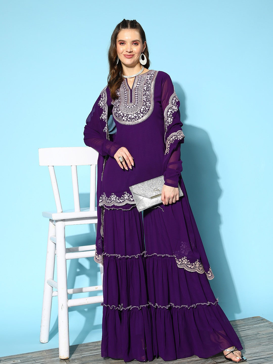 Purple Noor Georgette Suit Set