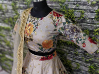 Grey Fine Art Silk Pearl Embroidered Lehenga Set