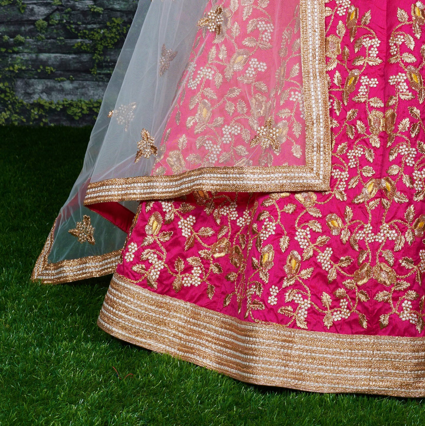 Pink Mulberry Silk Embroidered Semi-Stitched Lehenga Set