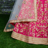 Pink Mulberry Silk Embroidered Semi-Stitched Lehenga Set
