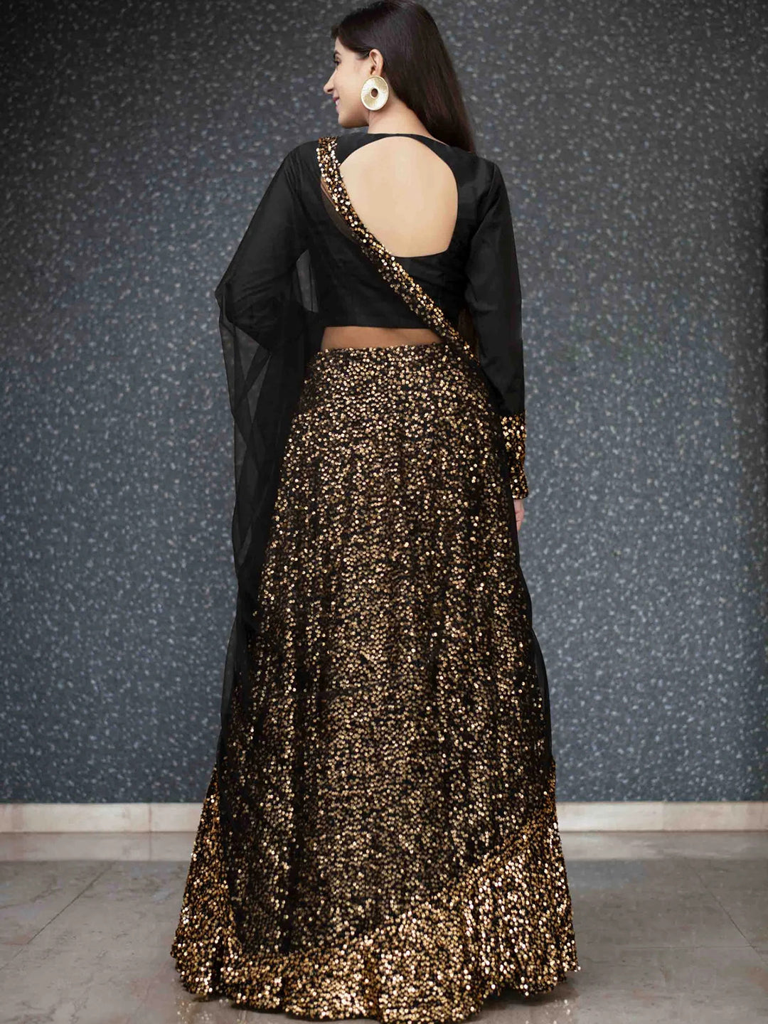 Black Sequin Party Wear Lehenga Choli Set