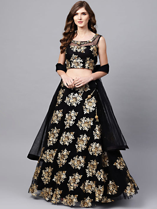 Black Sequins Embroidered Designer Lehenga Choli
