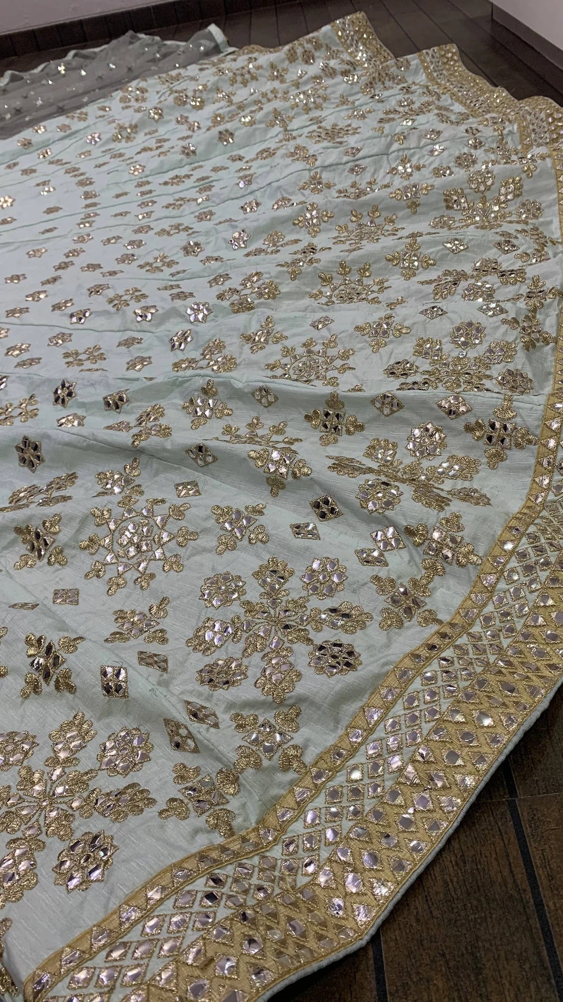 Sky Blue Sequins Embroidered Designer Lehenga Choli Set