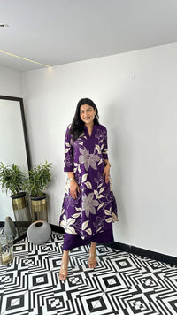 Purple Floral Georgette Kurta Palazzo Set