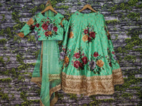 Green Fine Art Silk Pearl Embroidered Lehenga Set