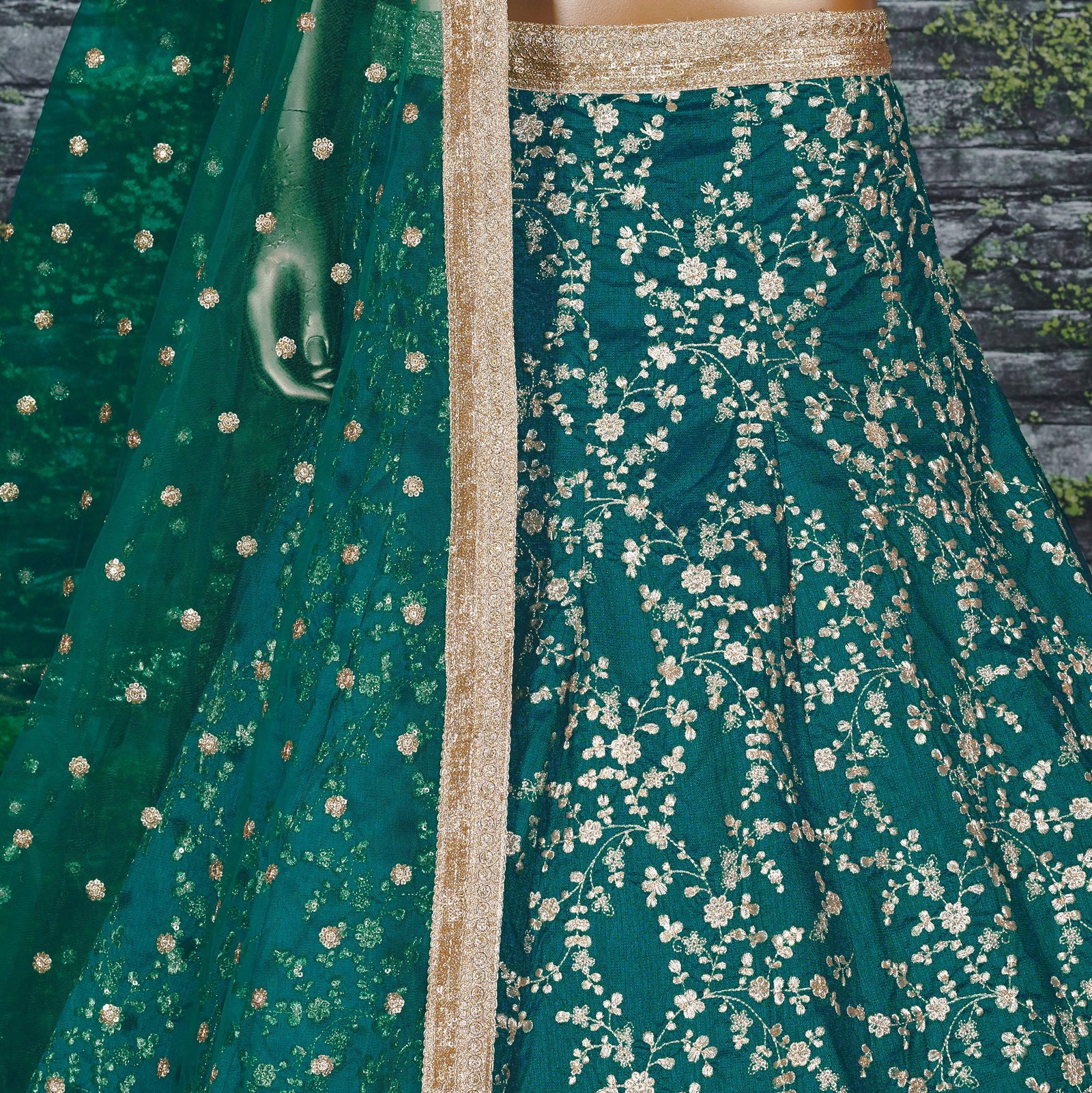 Teal Green Embroidered Designer Lehenga Choli Set