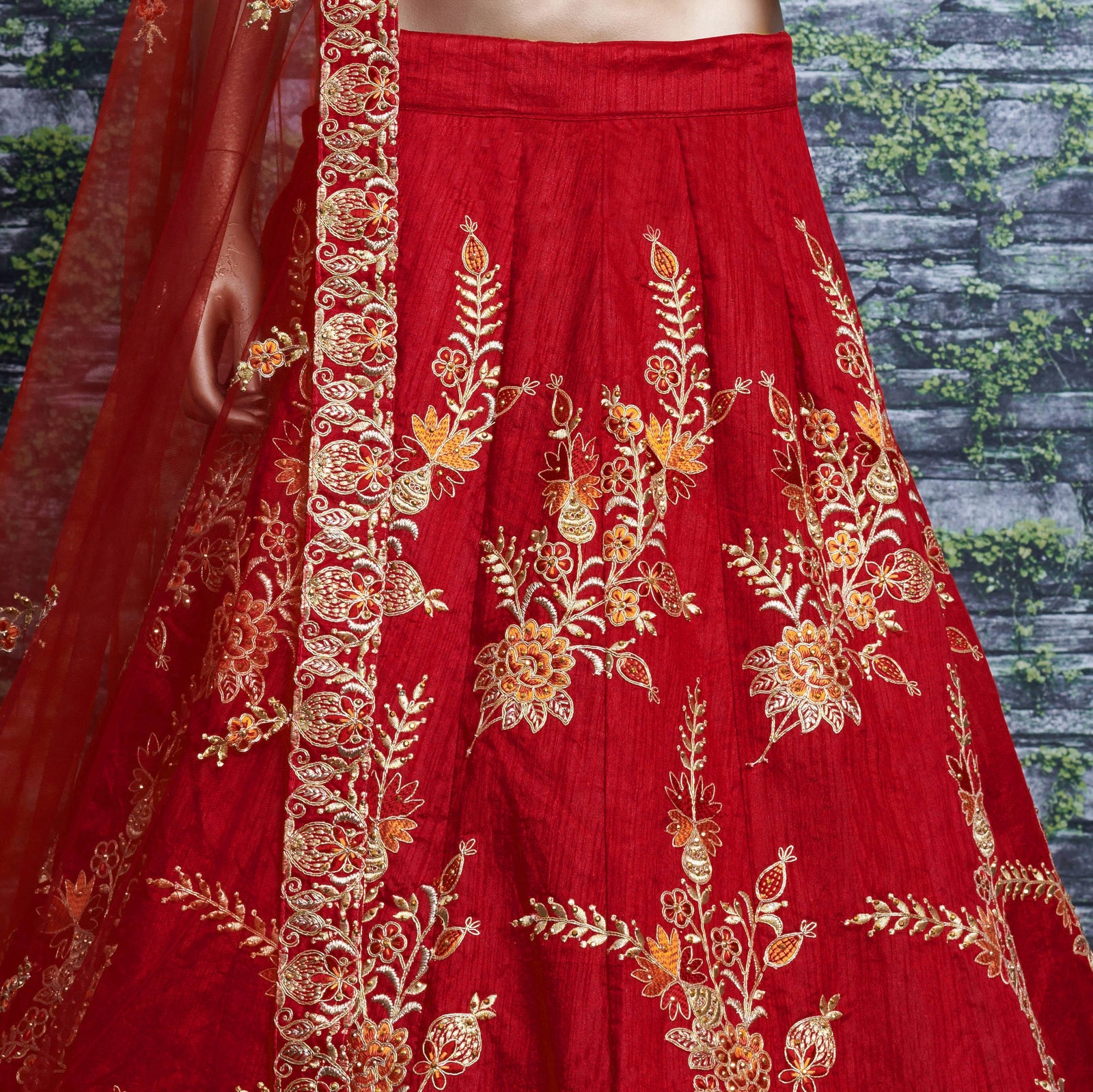 Crimson Royale Silk Embroidered Lehenga Choli Set