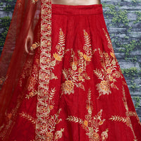 Crimson Royale Silk Embroidered Lehenga Choli Set