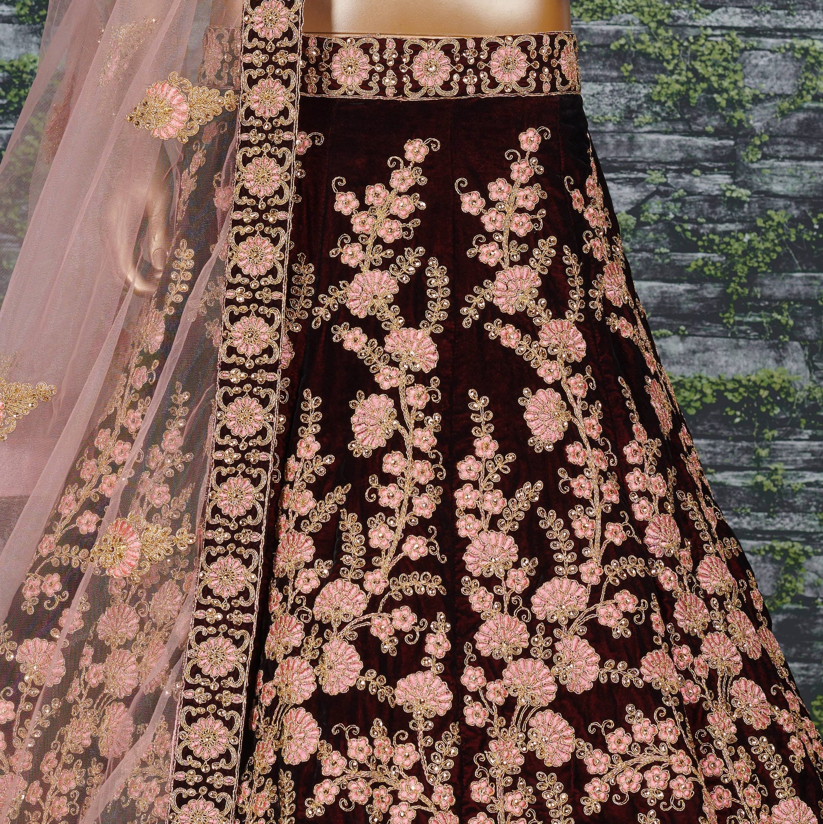 Royal Noir Floral Embroidered Designer Lehenga Set