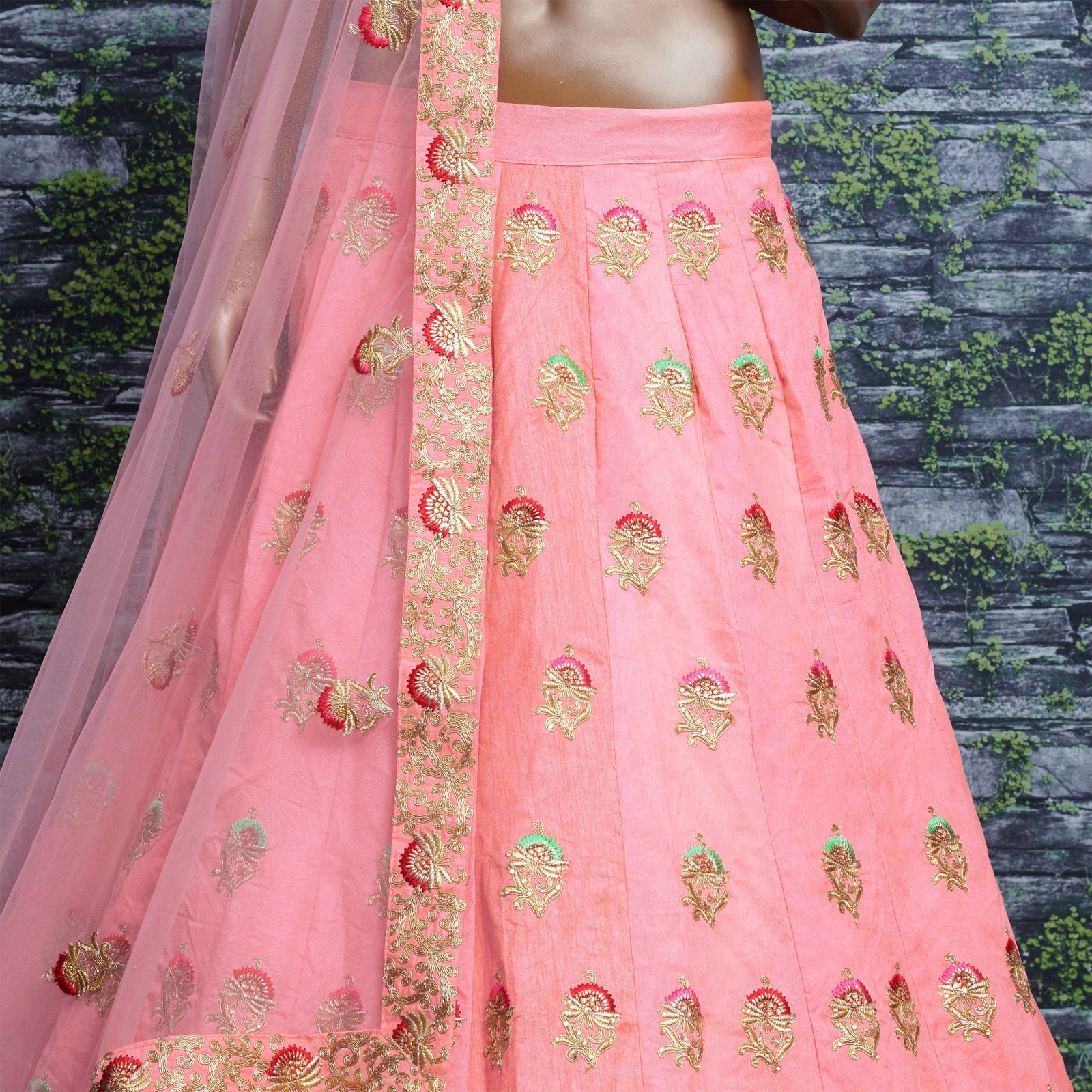 Blush Royale Embroidered Slub Silk Lehenga Set